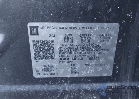 2020 GMC Terrain Fwd Sle z USA, uszkodzony, nr VIN 3GKALMEV3LL156892